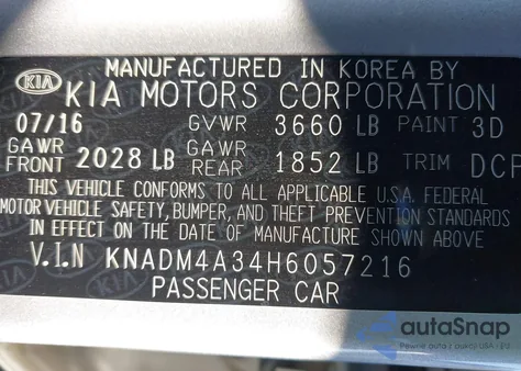 2017 Kia Rio Lx from USA, damaged, VIN KNADM4A34H6057216